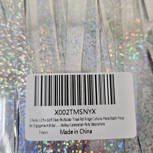 2 Packs Silver Multicolor Tinsel Foil Fringe Curtain Backdrop Engagement Bridal - Picture 6 of 8